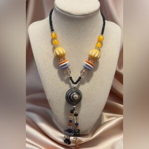 0079 Black and Gold Beaded Necklace